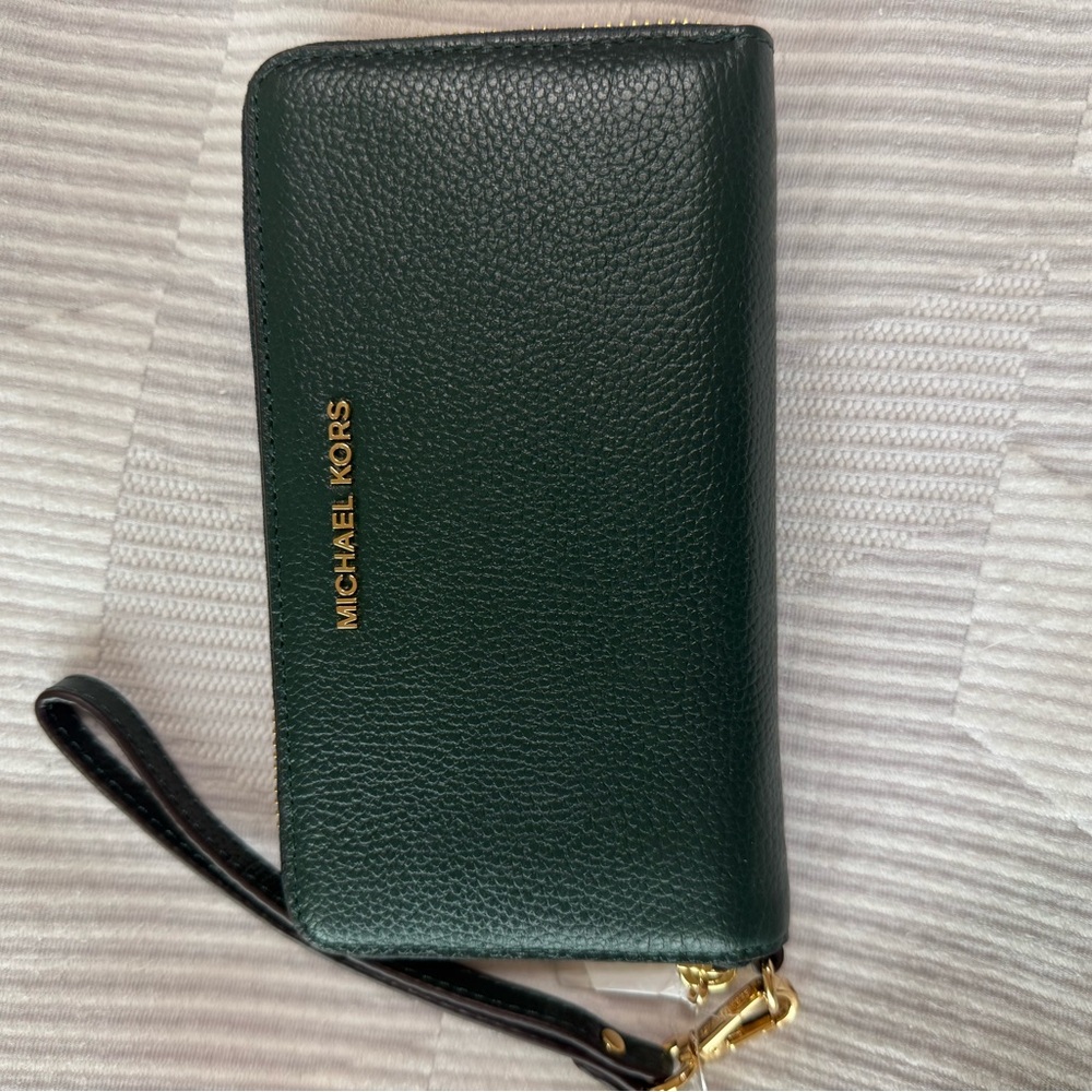 Michael Kors Green Leather Wristlet